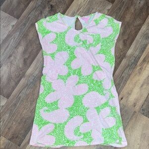 Lilly Pulitzer Pink and Green Floral Kids cotton t-shirt Dress